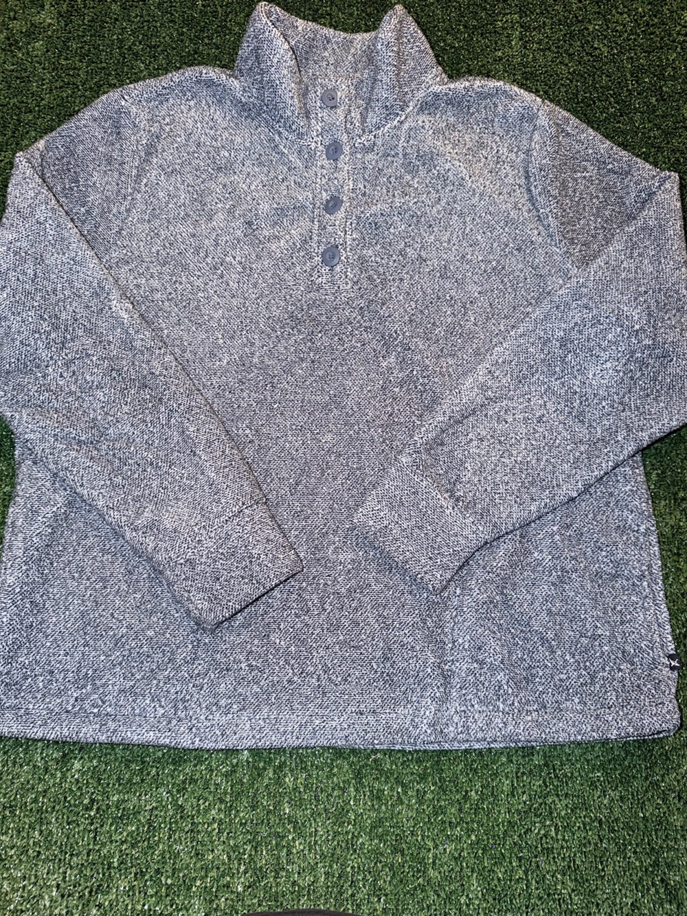 Eddie Bauer Cozy Fleece Button Pullover Sweater Gray Women's XL
